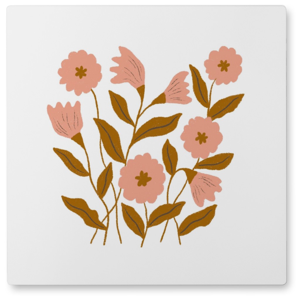 Wildflower Bouquet - Pink Photo Tile, Metal, 8x8, Pink