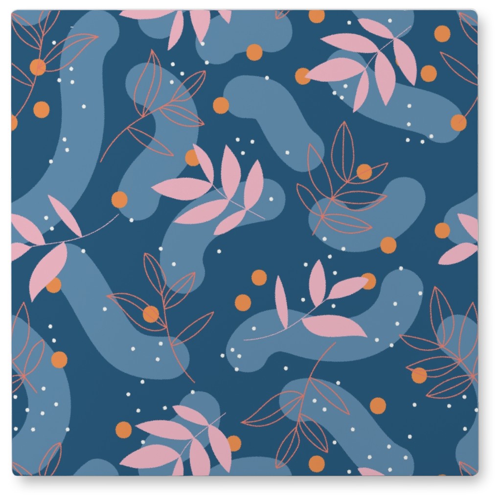 the Modernist - Leaves and Shapes Photo Tile, Metal, 8x8, Blue, Cool Blue