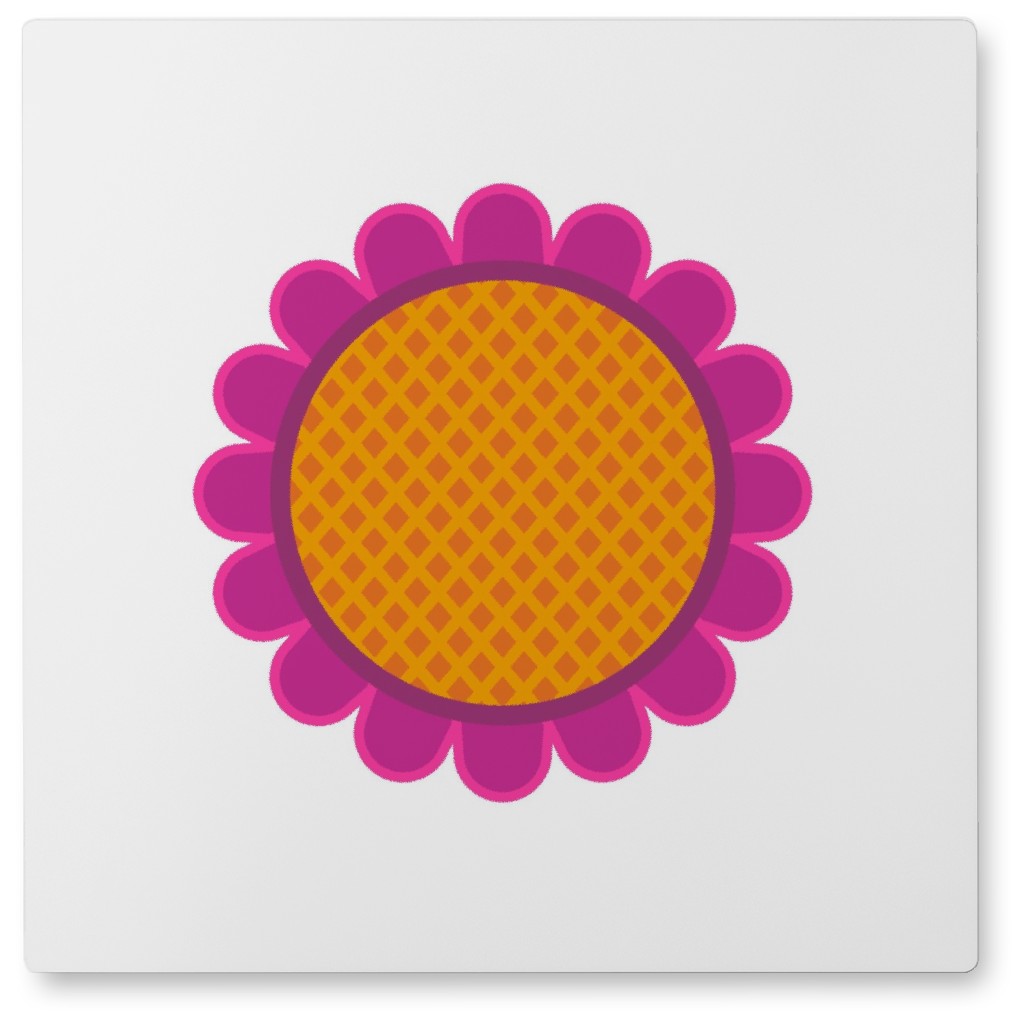 Scandi Flower - Pink Photo Tile, Metal, 8x8, Pink