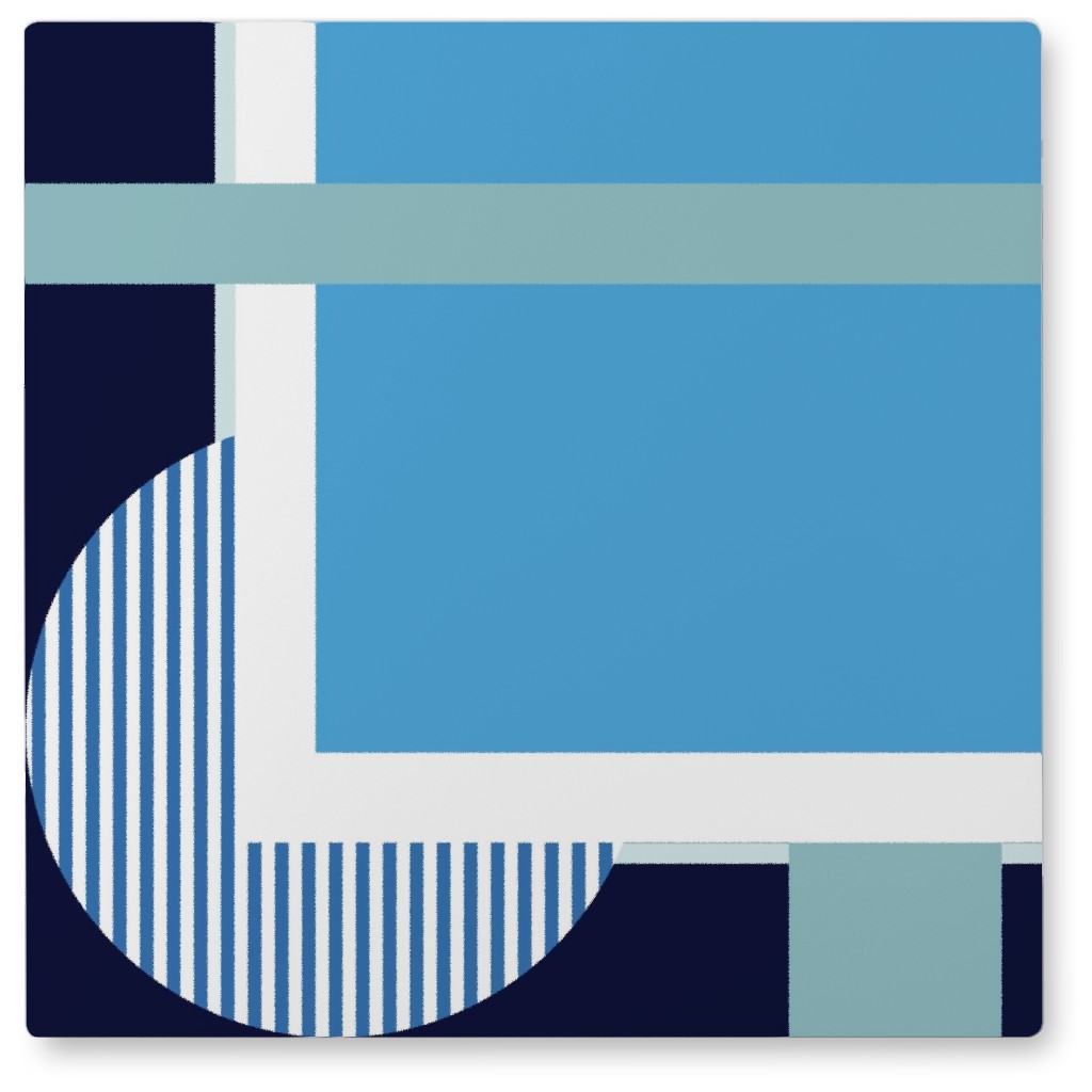 Tidal Pool Abstract - Shades of Blue Photo Tile, Metal, 8x8, Blue