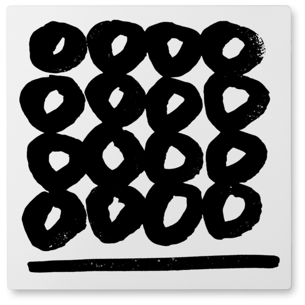 Ink Study - Neutral Photo Tile, Metal, 8x8, Black