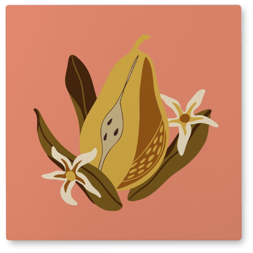 Pear - Salmon Photo Tile, Metal, 8x8, Pink, Bright Pink