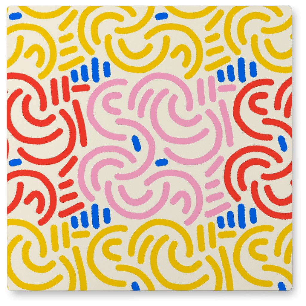 Half Circles Photo Tile, Metal, 8x8, Multicolor, Pearl