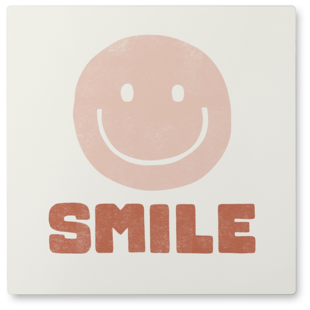 Happy Face Photo Tile, Metal, 8x8, Pink