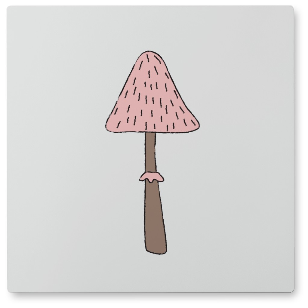 Tall Mushroom Photo Tile, Metal, 8x8, Pink, Ballet Slipper