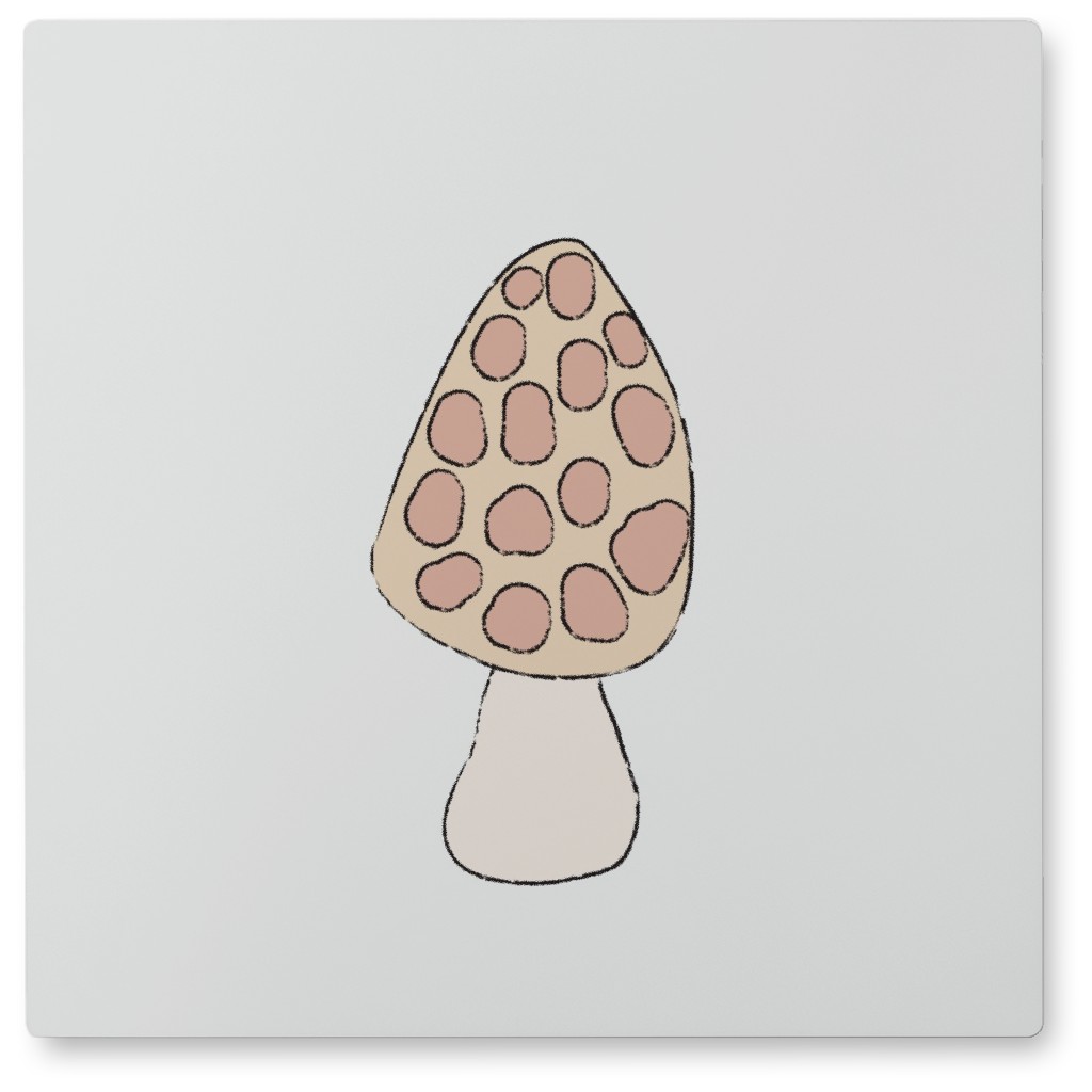 Simple Mushroom Photo Tile, Metal, 8x8, Pink, Pearl