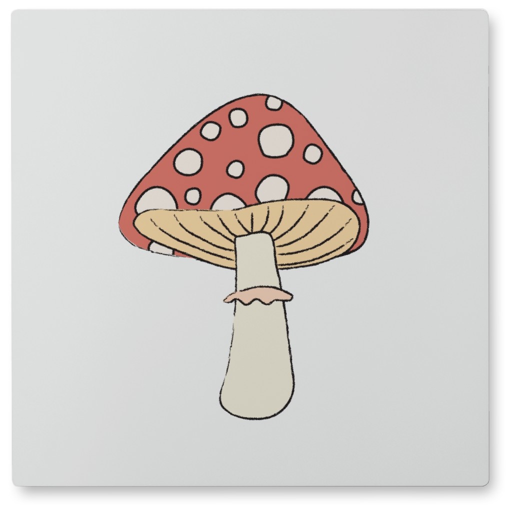 Statement Mushroom Photo Tile, Metal, 8x8, Pink