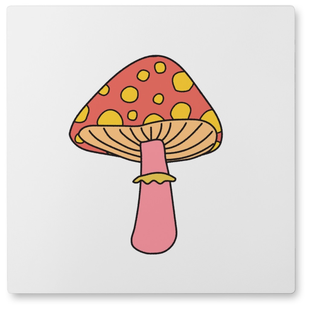Statement Mushroom Photo Tile, Metal, 8x8, Multicolor, Tulip