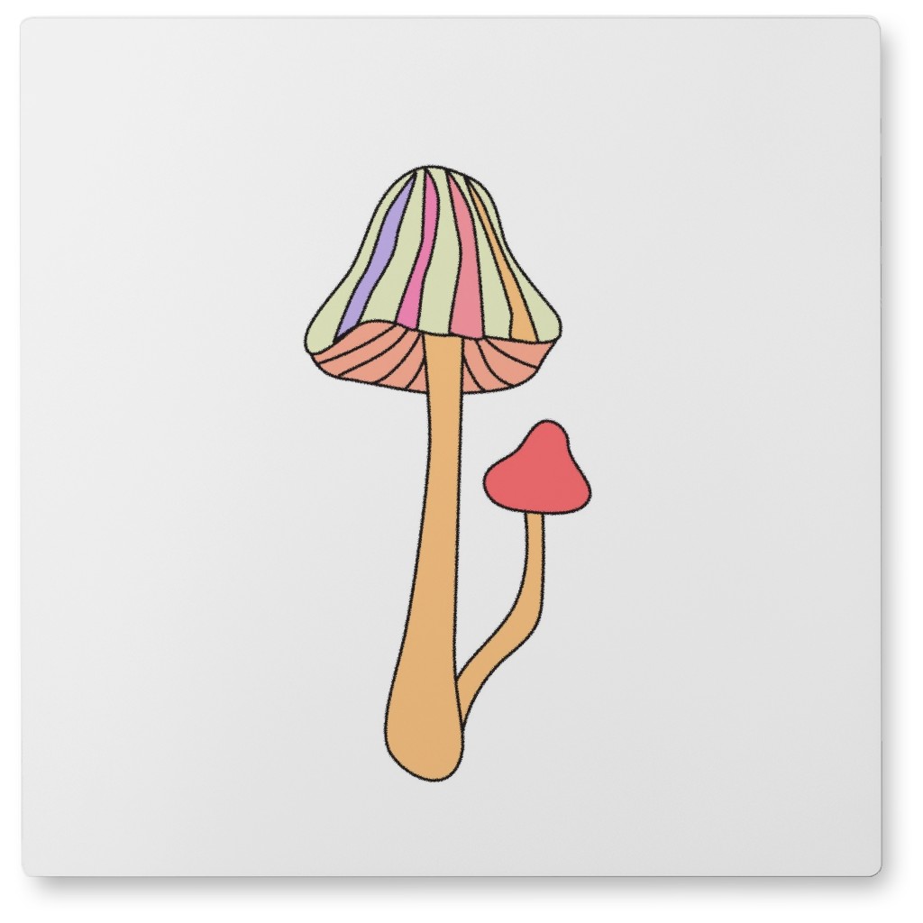 Mushroom Stem Photo Tile, Metal, 8x8, Multicolor, Apricot