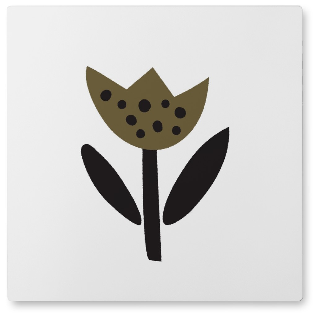 Fun Flower - Green Photo Tile, Metal, 8x8, Green, Classic Green