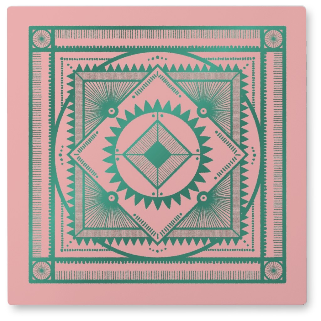 Tribal Geometric Tile Ii Photo Tile, Metal, 8x8, Pink, Priscilla