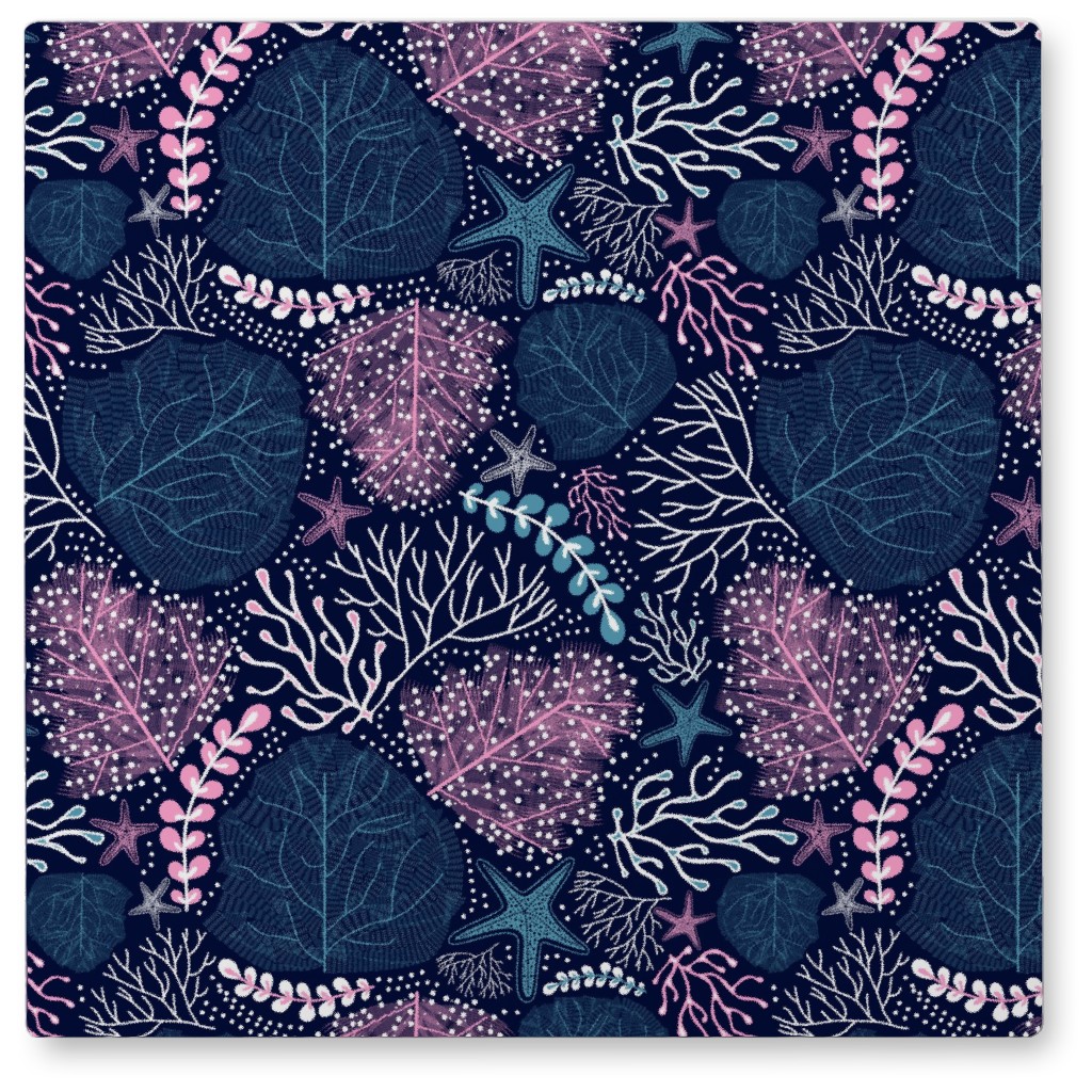 Exotic Coral Reefs - Purple Photo Tile, Metal, 8x8, Purple