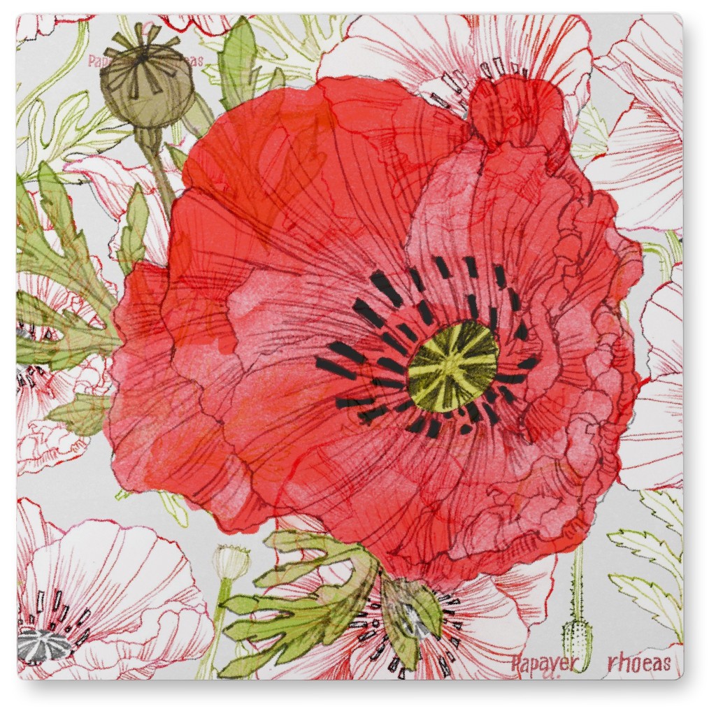 a Poppy - Red Photo Tile, Metal, 8x8, Red