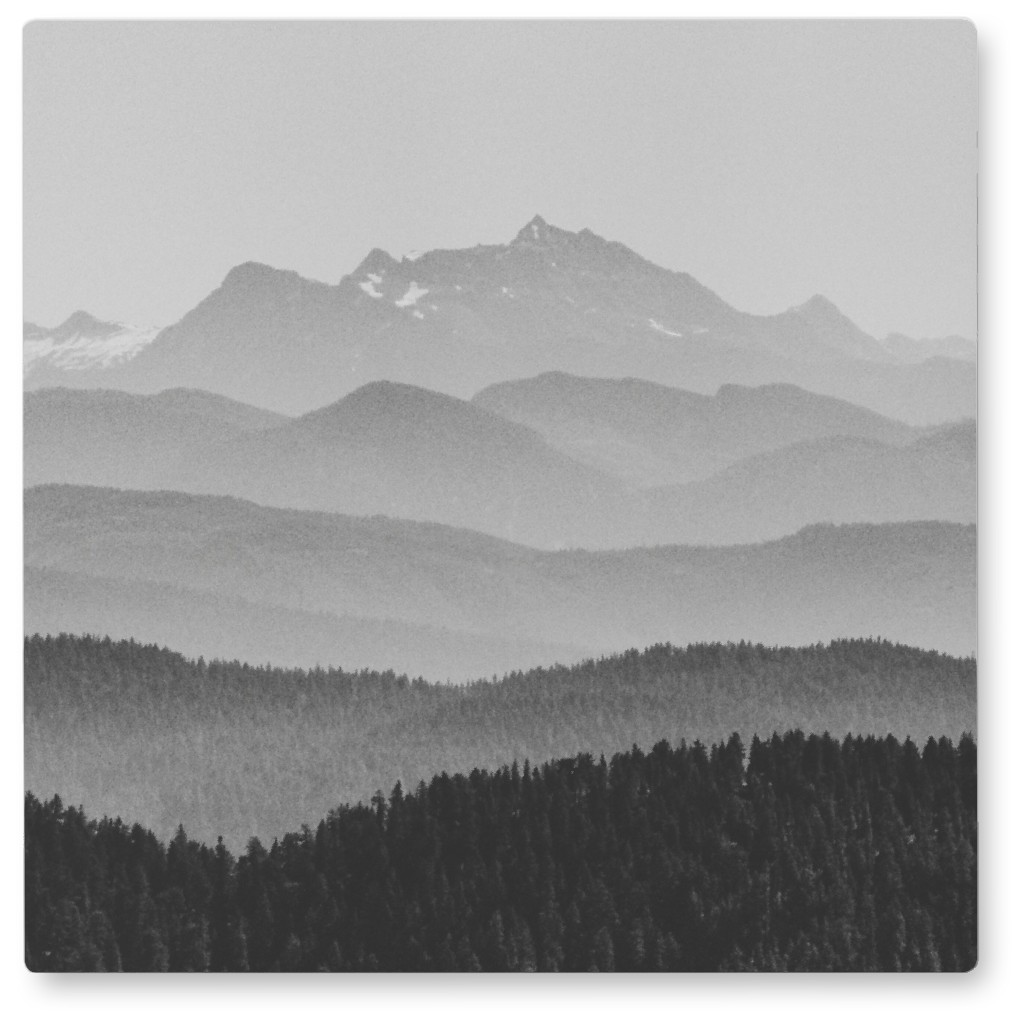Vintage Mountains Photo Tile, Metal, 8x8, Gray