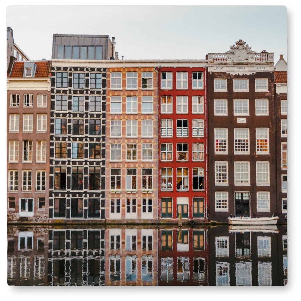 Amsterdam Canal Photo Tile, Metal, 8x8, Multicolor