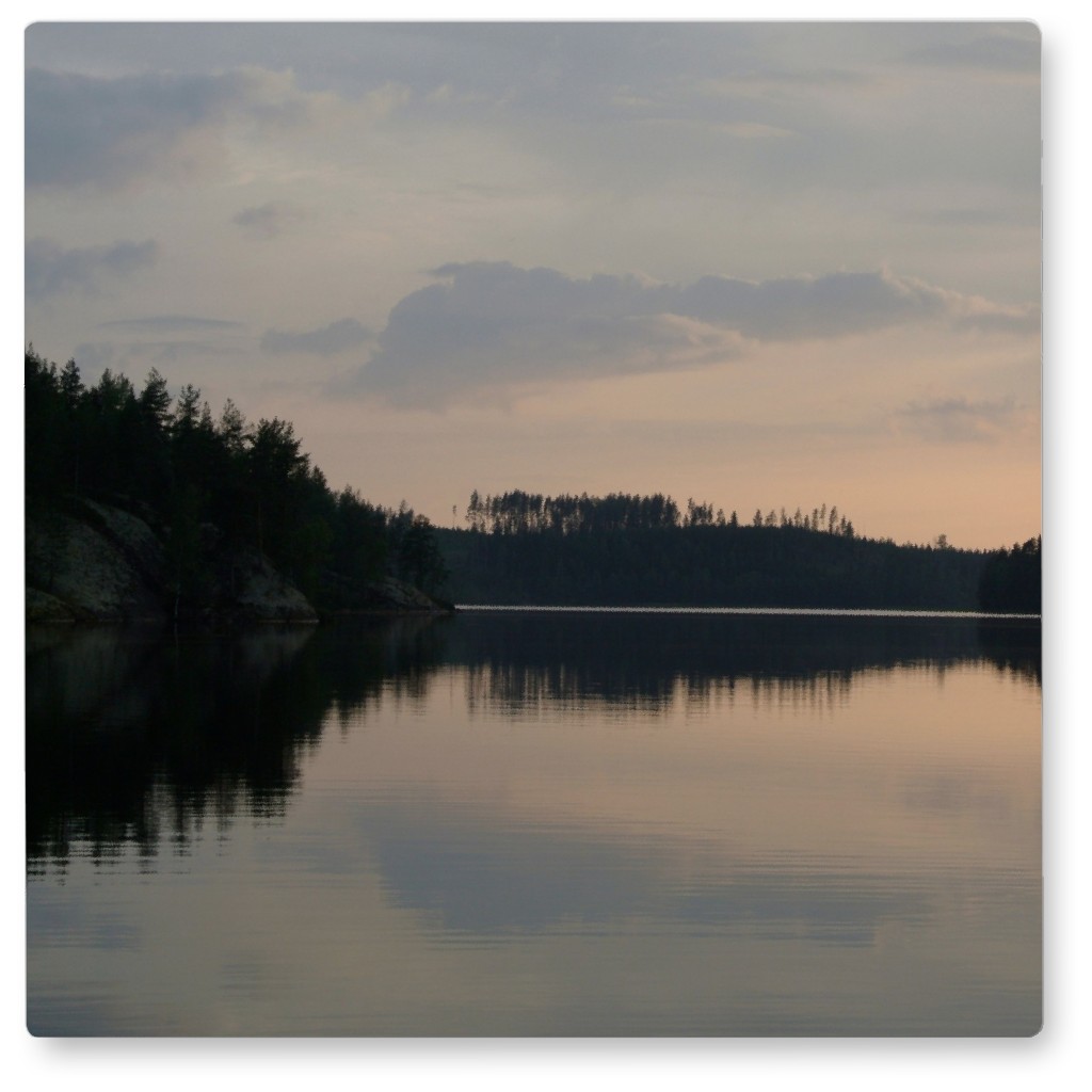 Serene Quiet Lake Moment Photo Tile, Metal, 8x8, Blue