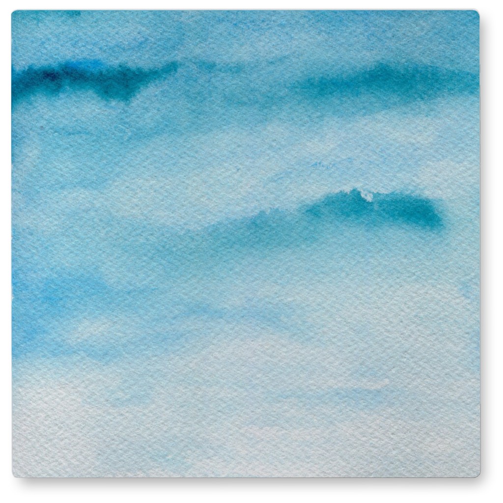 Sky Blue Watercolor Photo Tile, Metal, 8x8, Blue, True Blue