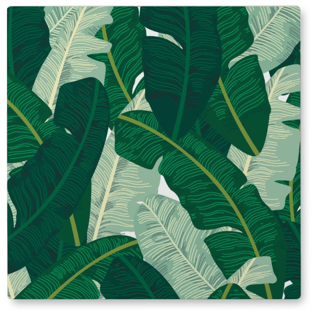Classic Banana Leaves in Palm Springs Green Photo Tile, Metal, 8x8, Green, Classic Green