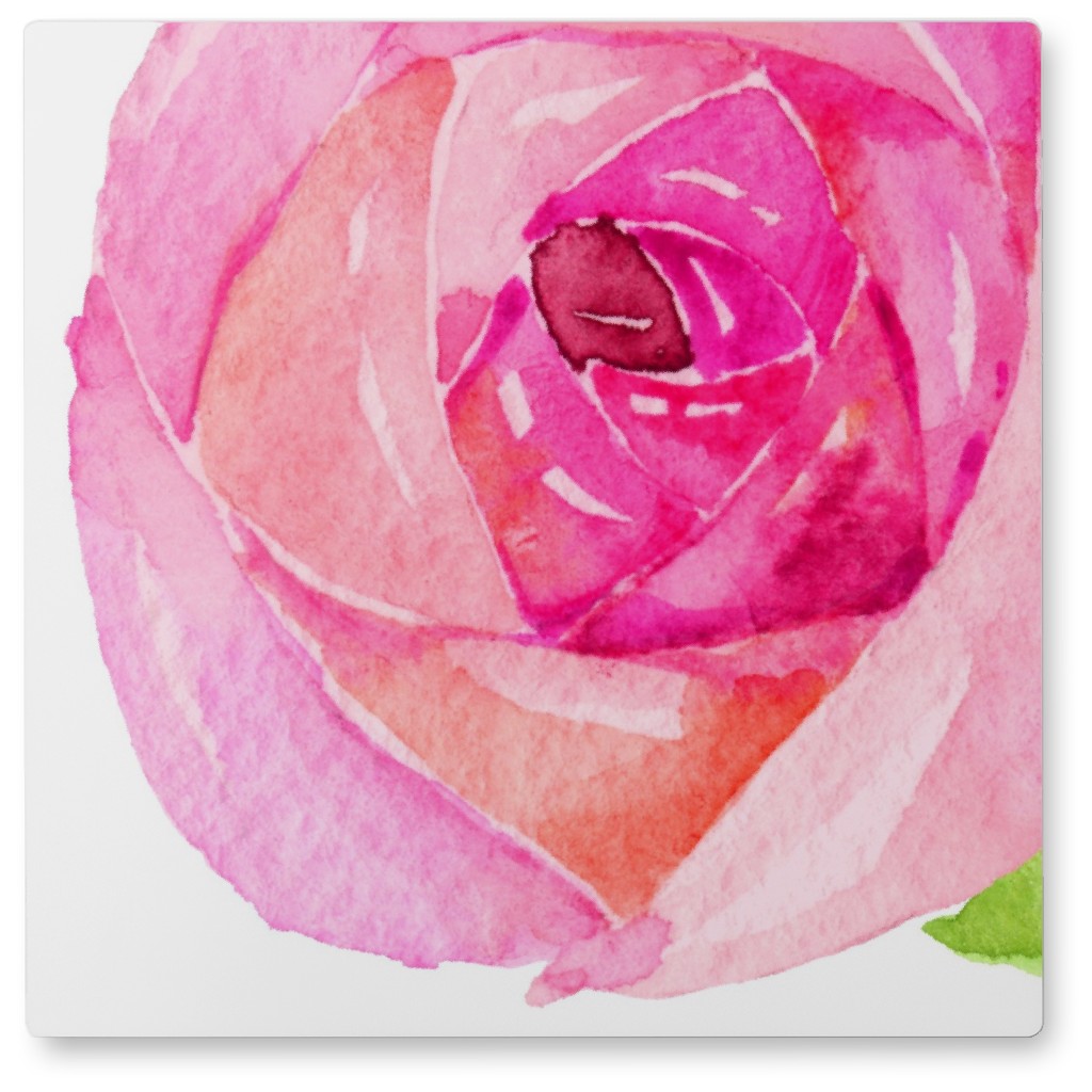 Spring Peonies, Roses, and Poppies - Pink Photo Tile, Metal, 8x8, Pink