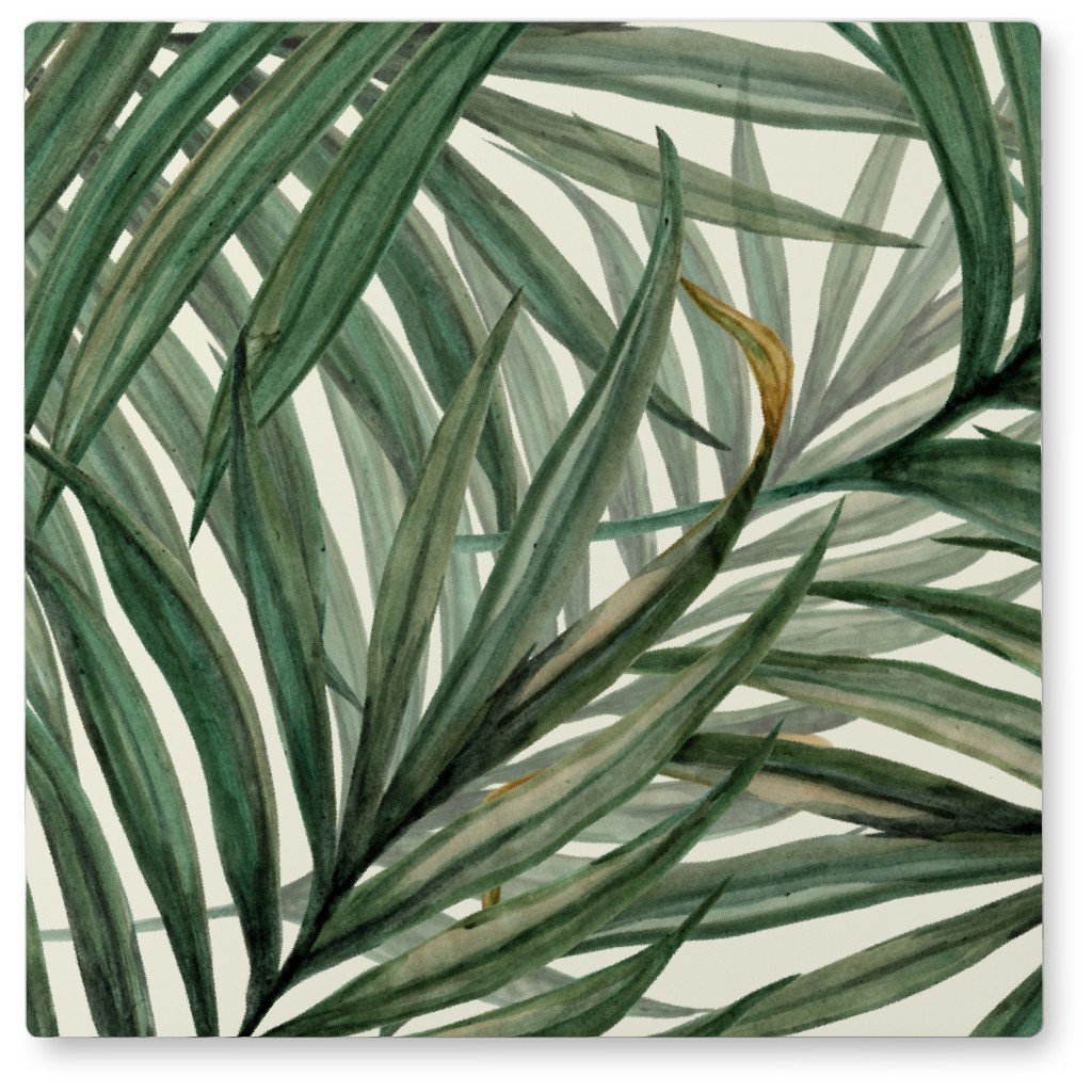 Palm Leaves King Pineapple Photo Tile, Metal, 8x8, Green, Classic Green