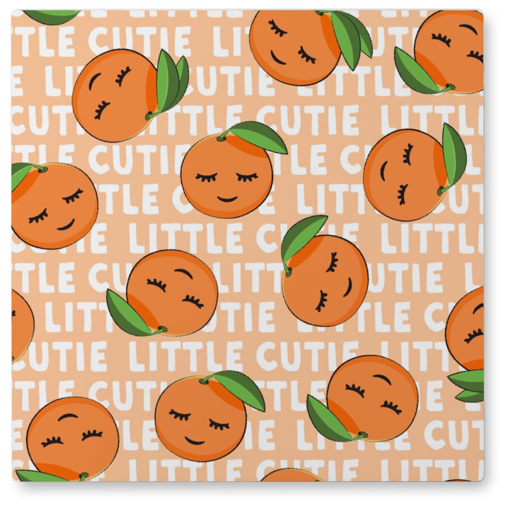 Little Cutie - Happy Oranges - Orange Photo Tile, Metal, 8x8, Orange