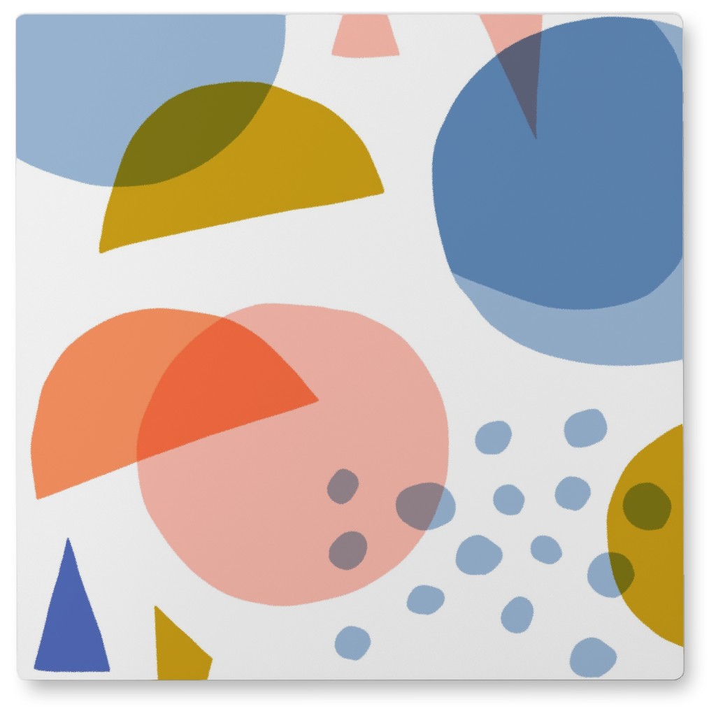 Abstract Circles and Triangles - Multi Photo Tile, Metal, 8x8, Multicolor