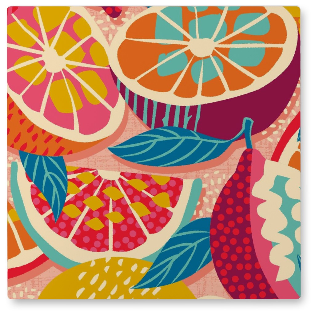 Squeeze the Day - Bold Photo Tile, Metal, 8x8, Orange