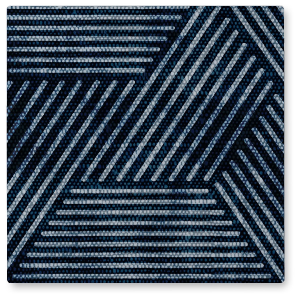 Cadence Triangles - Denim Photo Tile, Metal, 8x8, Blue, True Blue