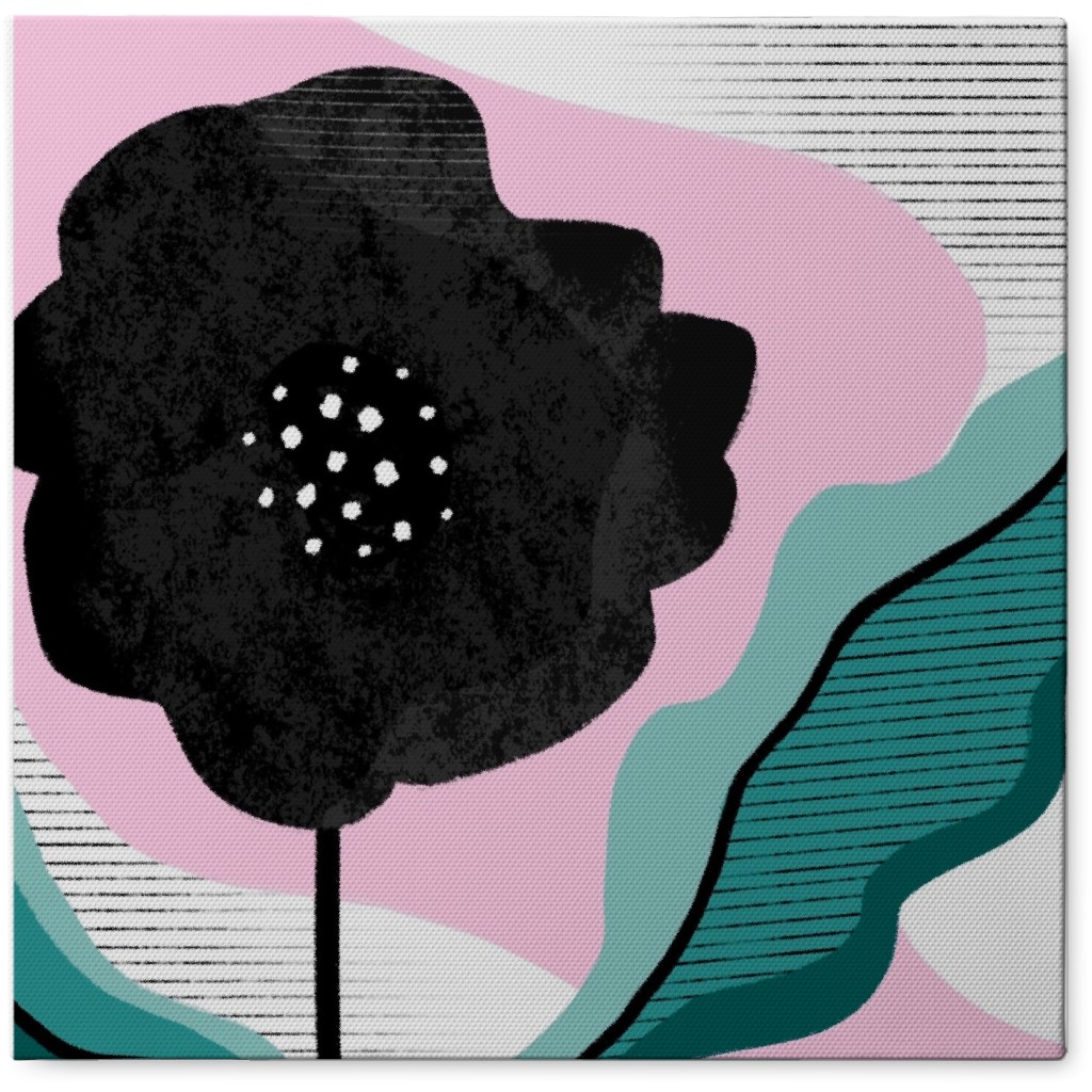 Black Abstract Flower - Multi Photo Tile, Canvas, 8x8, Multicolor