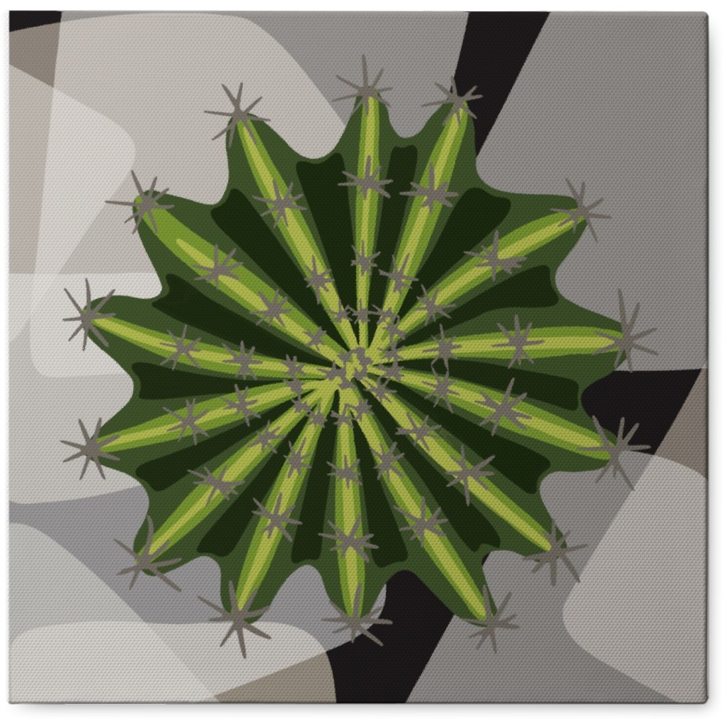 Modern Cactus - Green on Neutral Photo Tile, Canvas, 8x8, Green