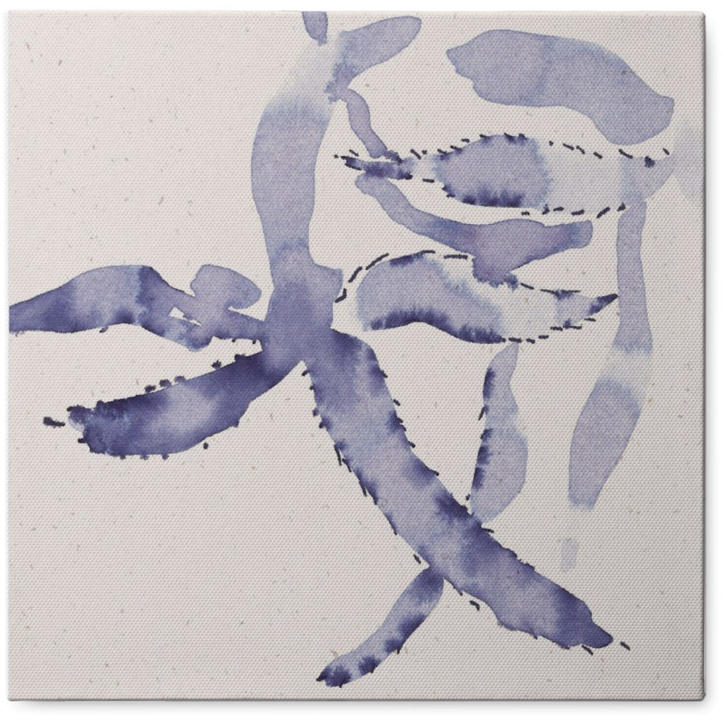 Watercolor Minimalist Cacti - Indigo Photo Tile, Canvas, 8x8, Blue