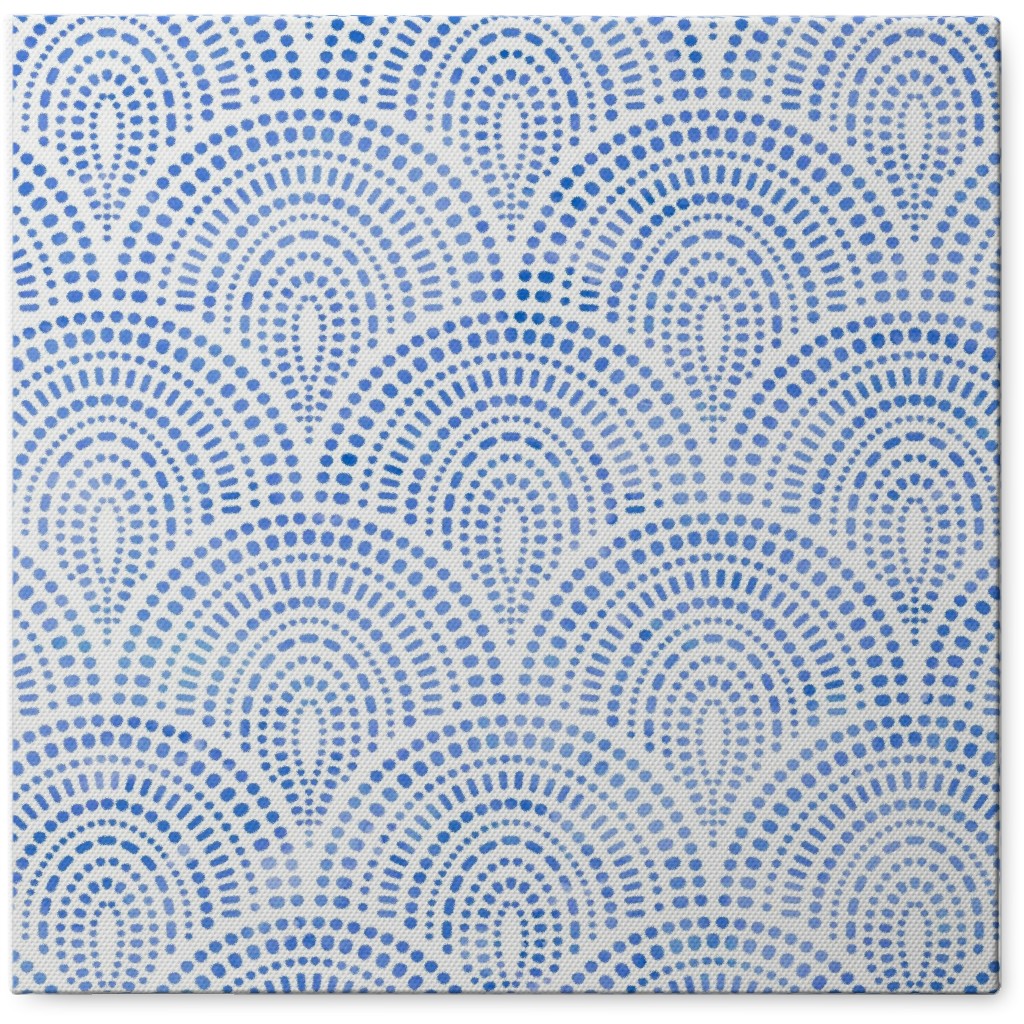 Bohemian Scallop Tile - Blue Photo Tile, Canvas, 8x8, Blue