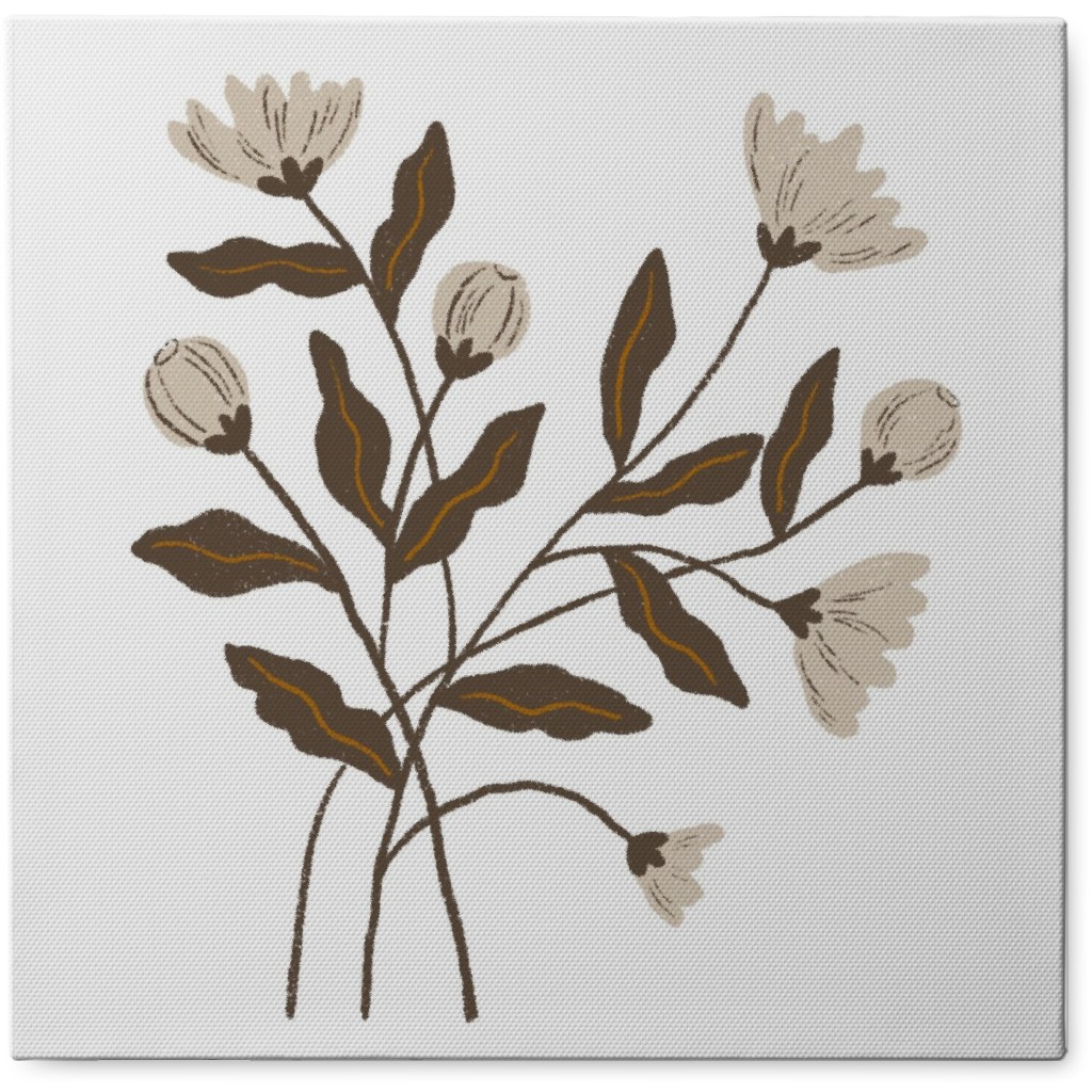 Wildflower Bouquet - White Photo Tile, Canvas, 8x8, Beige