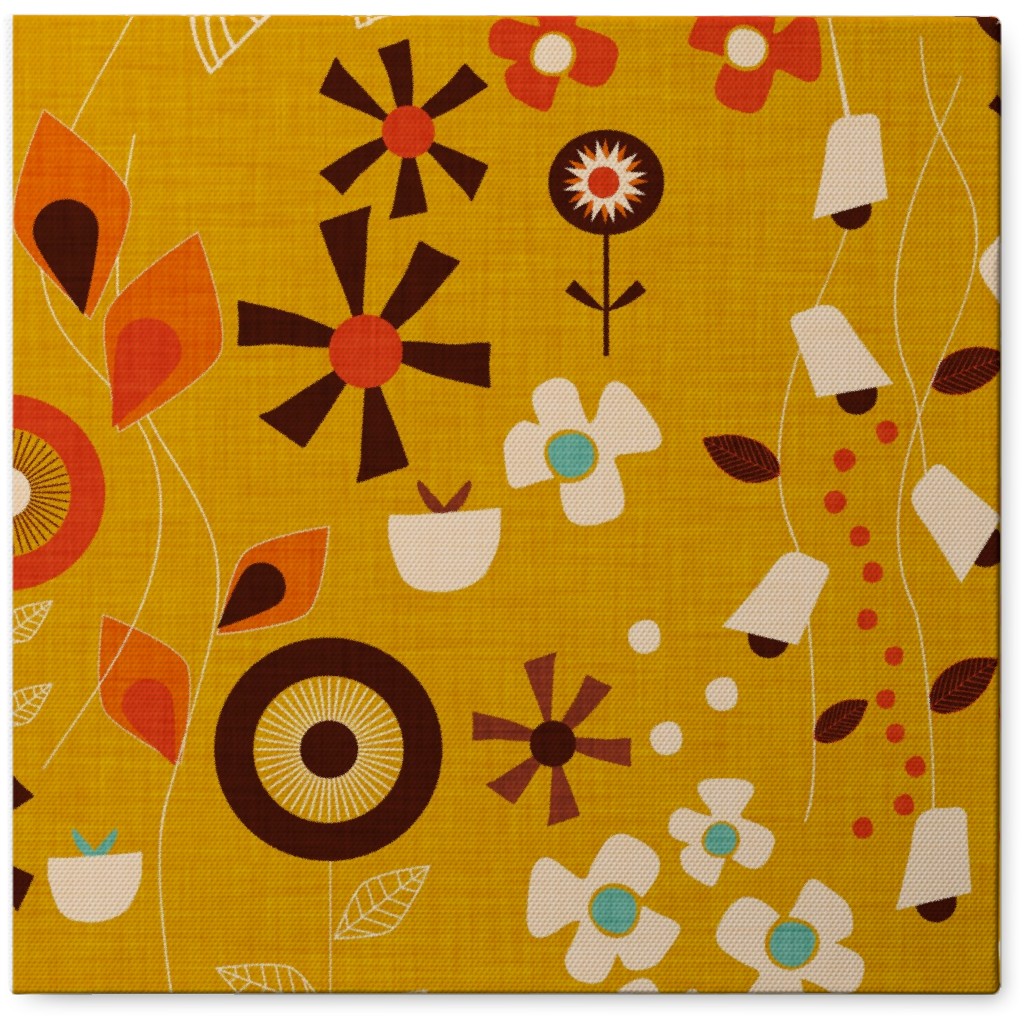 Retro Meadow Photo Tile, Canvas, 8x8, Orange