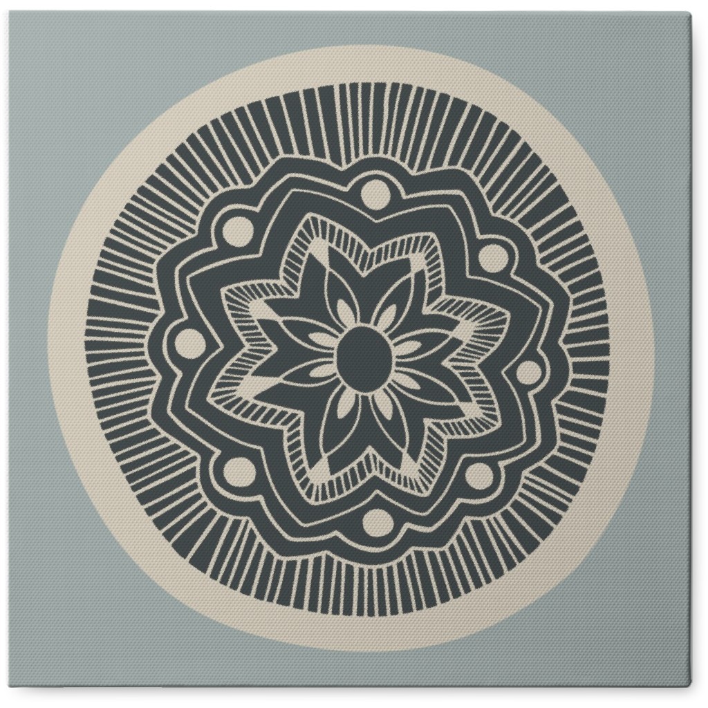 Woodcut Mandala Iii Photo Tile, Canvas, 8x8, Blue