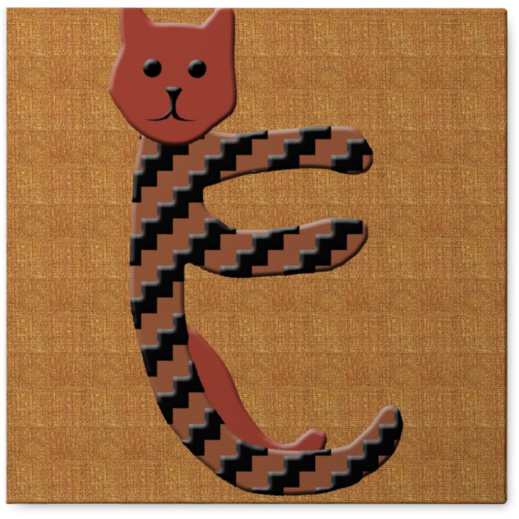 Cat Alphabet - E Photo Tile, Canvas, 8x8, Orange