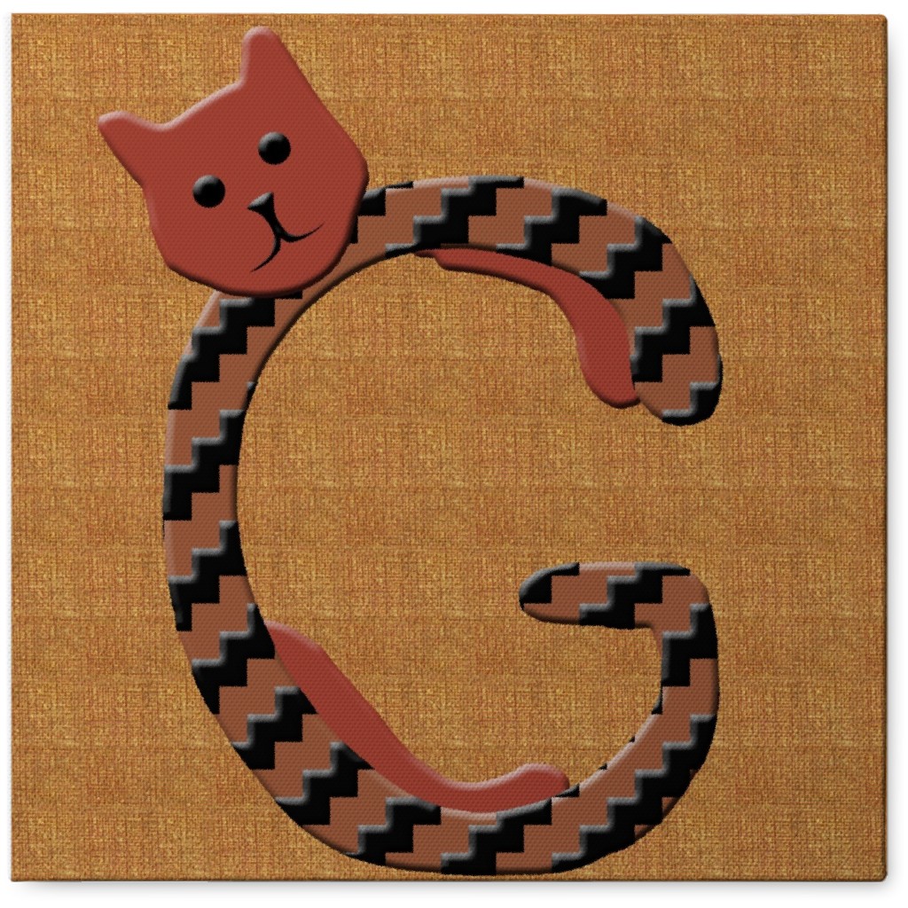 Cat Alphabet - G Photo Tile, Canvas, 8x8, Orange