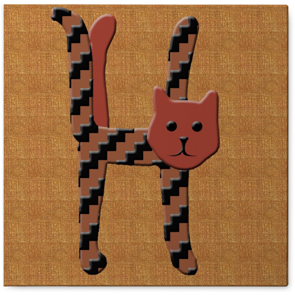 Cat Alphabet - H Photo Tile, Canvas, 8x8, Orange