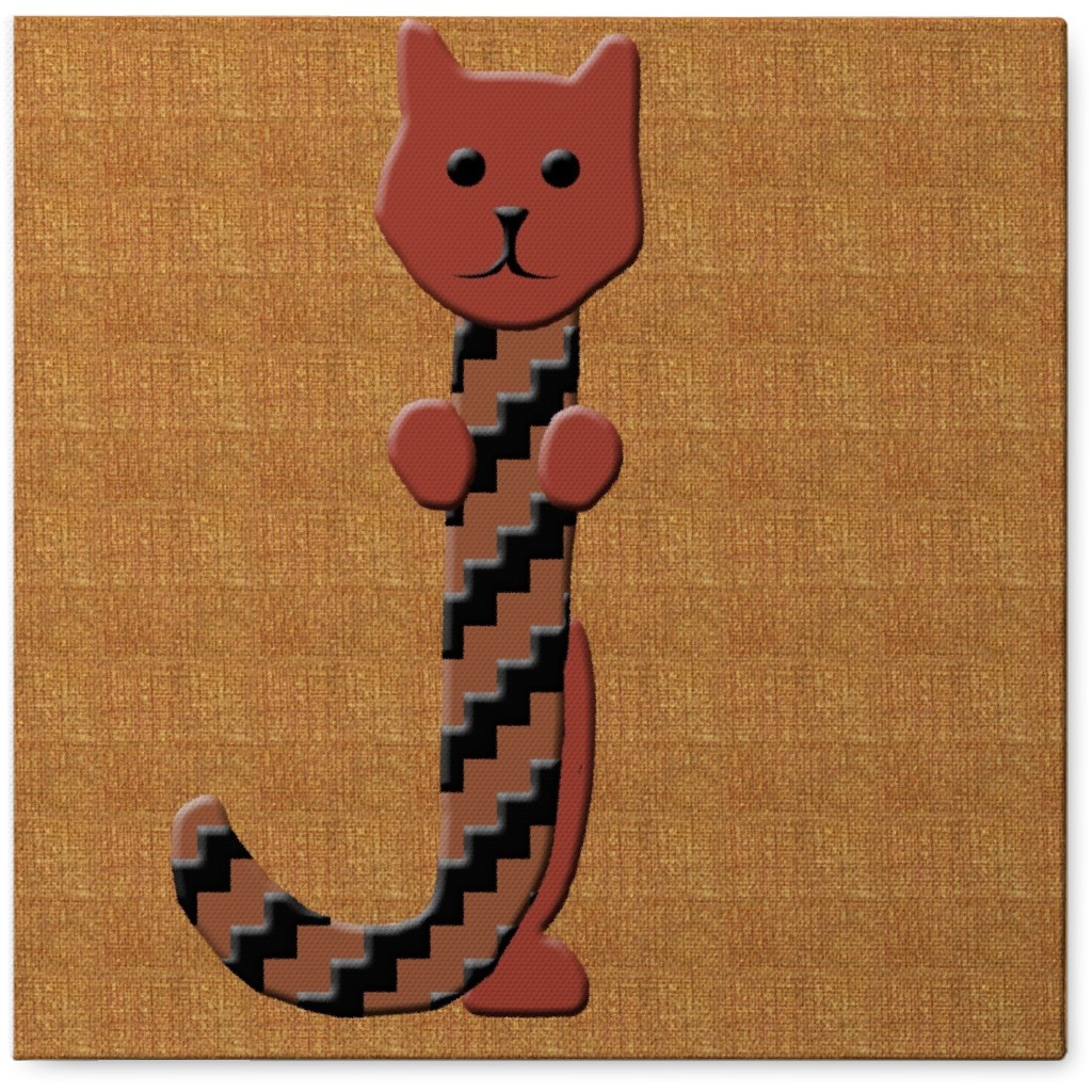 Cat Alphabet - J Photo Tile, Canvas, 8x8, Orange