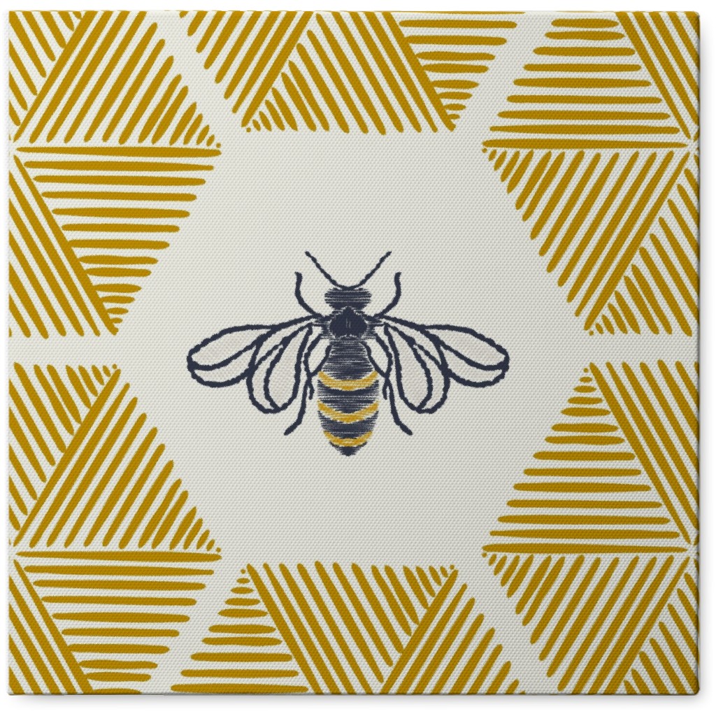 Stitched Bee Photo Tile, Canvas, 8x8, Yellow