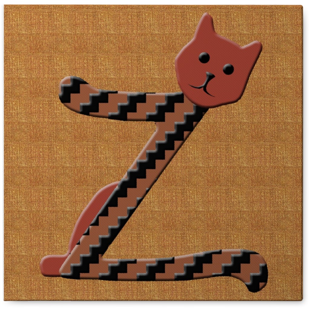 Cat Alphabet - Z Photo Tile, Canvas, 8x8, Orange