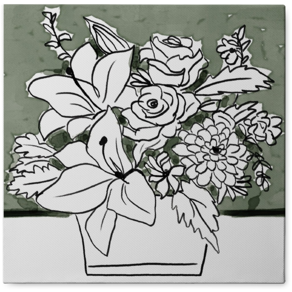 Centerpiece Sketch - Green Photo Tile, Canvas, 8x8, Green