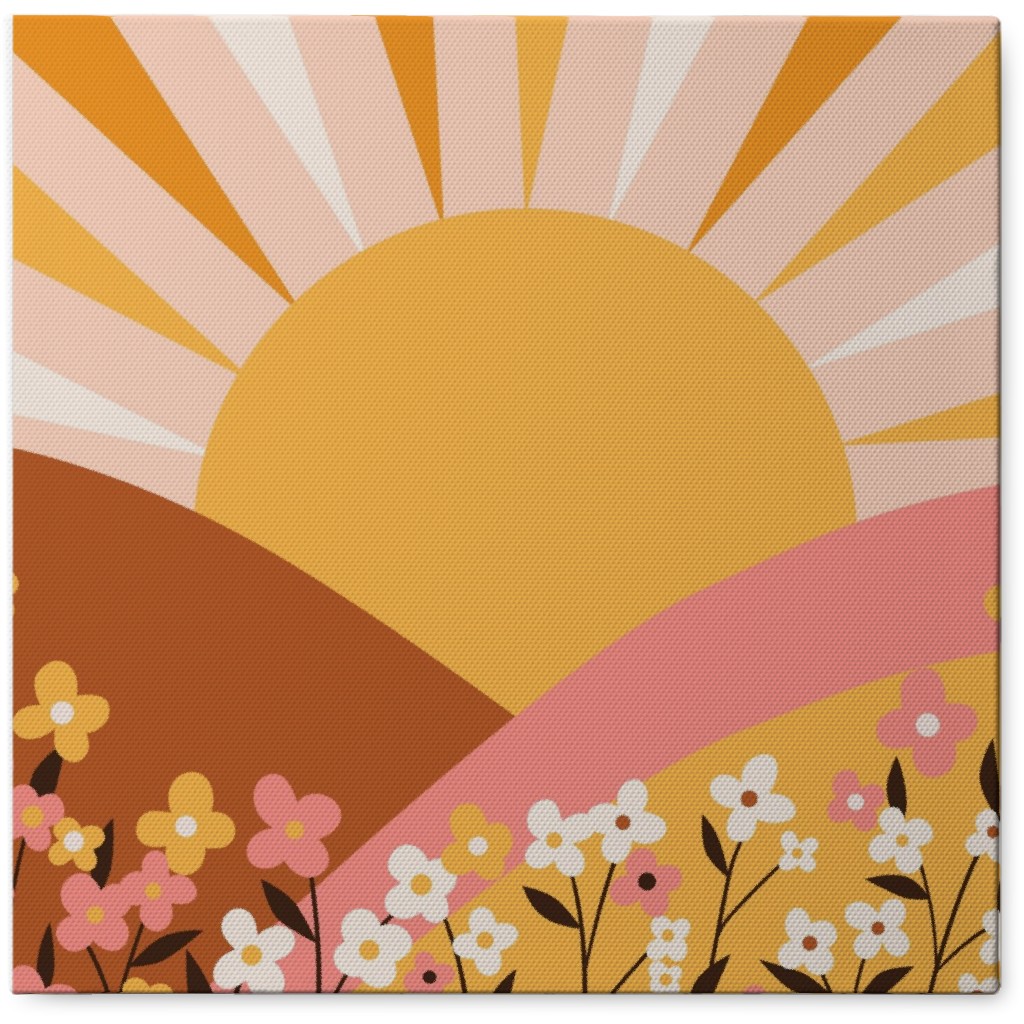 Sunrise - Pink and Orange Photo Tile, Canvas, 8x8, Pink
