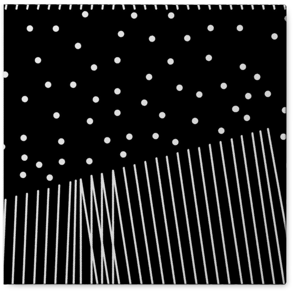 Abstract Geometric Lines and Dots - Black Photo Tile, Canvas, 8x8, Black