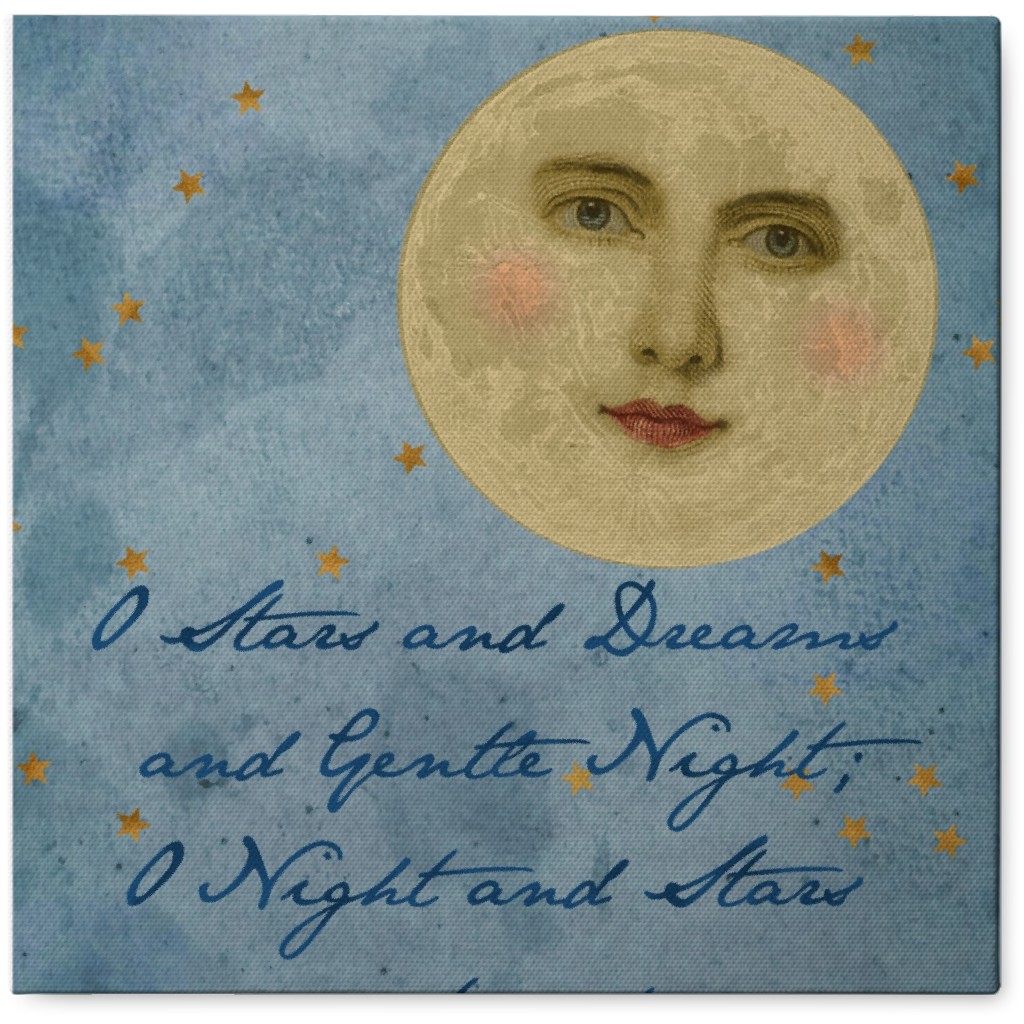 Moon, Stars and Dreams - Blue Photo Tile, Canvas, 8x8, Blue