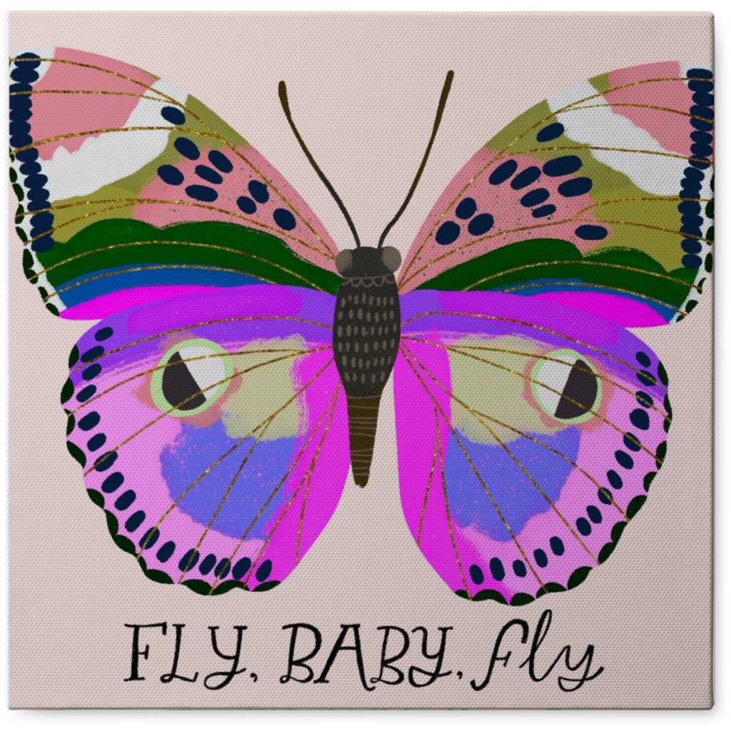 Butterfly Fly Baby Fly - Pink Photo Tile, Canvas, 8x8, Pink