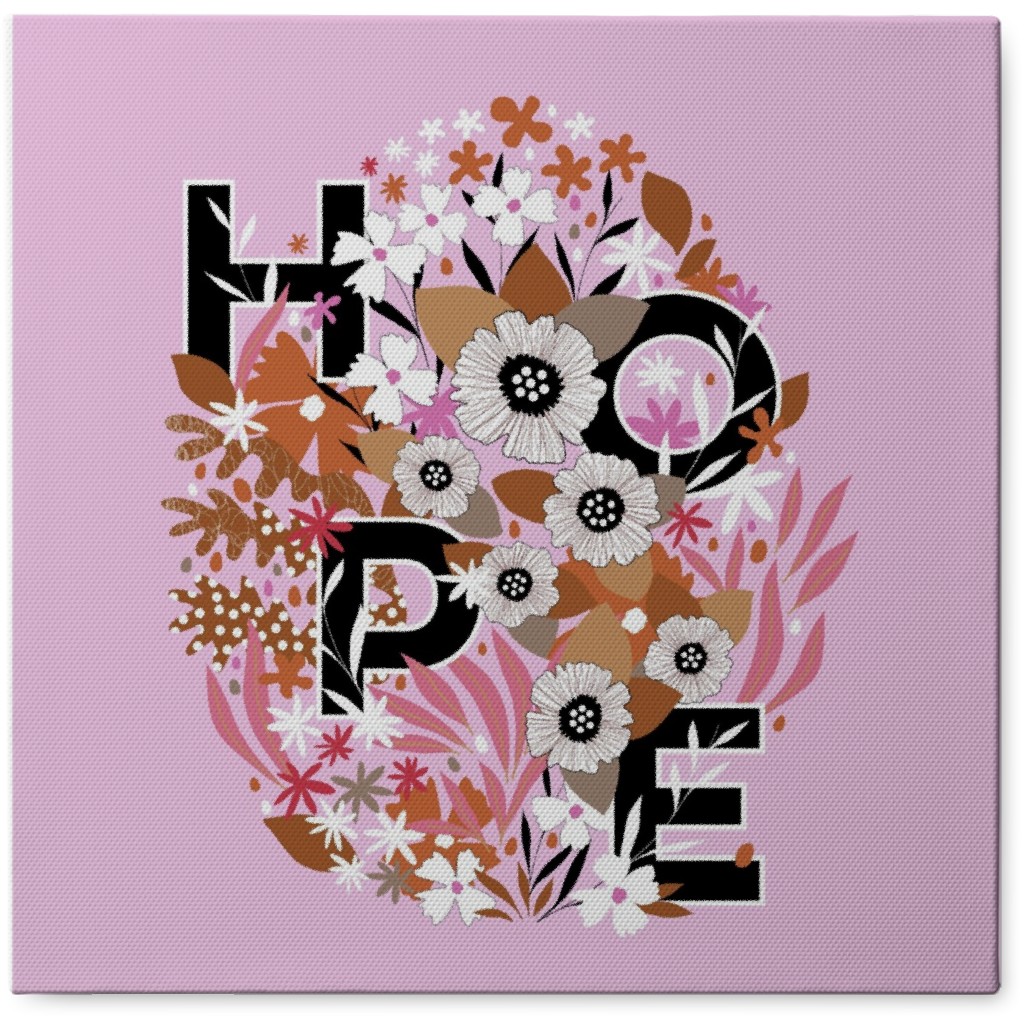 Floral Hope Photo Tile, Canvas, 8x8, Pink