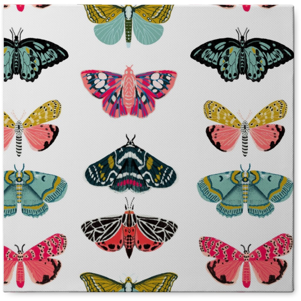 Moths and Butterflies Spring Garden - Light Photo Tile, Canvas, 8x8, Multicolor