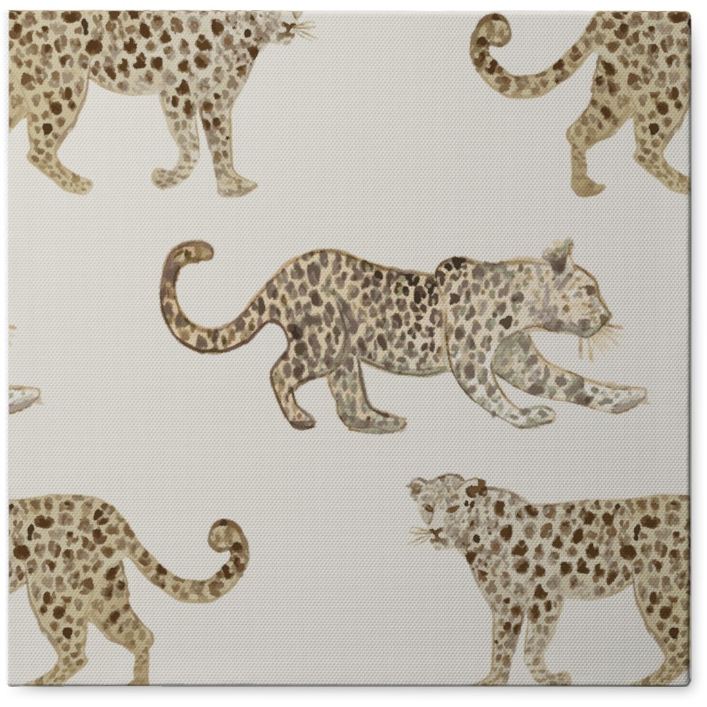 Leopard Parade Photo Tile, Canvas, 8x8, Beige