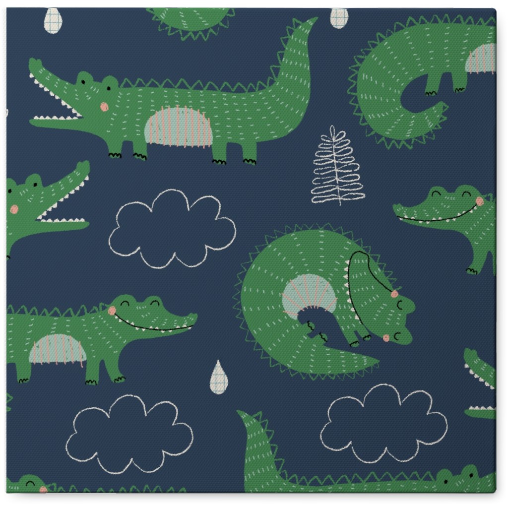 Cute Alligators - Green Photo Tile, Canvas, 8x8, Green